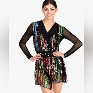 Elisse Sequin Blazer With Attached Brief Dance Costume